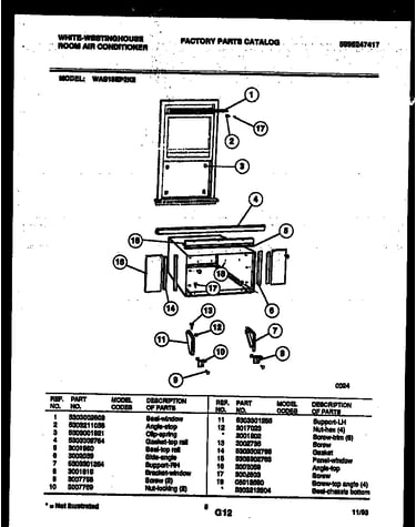 Cabinet and installation parts