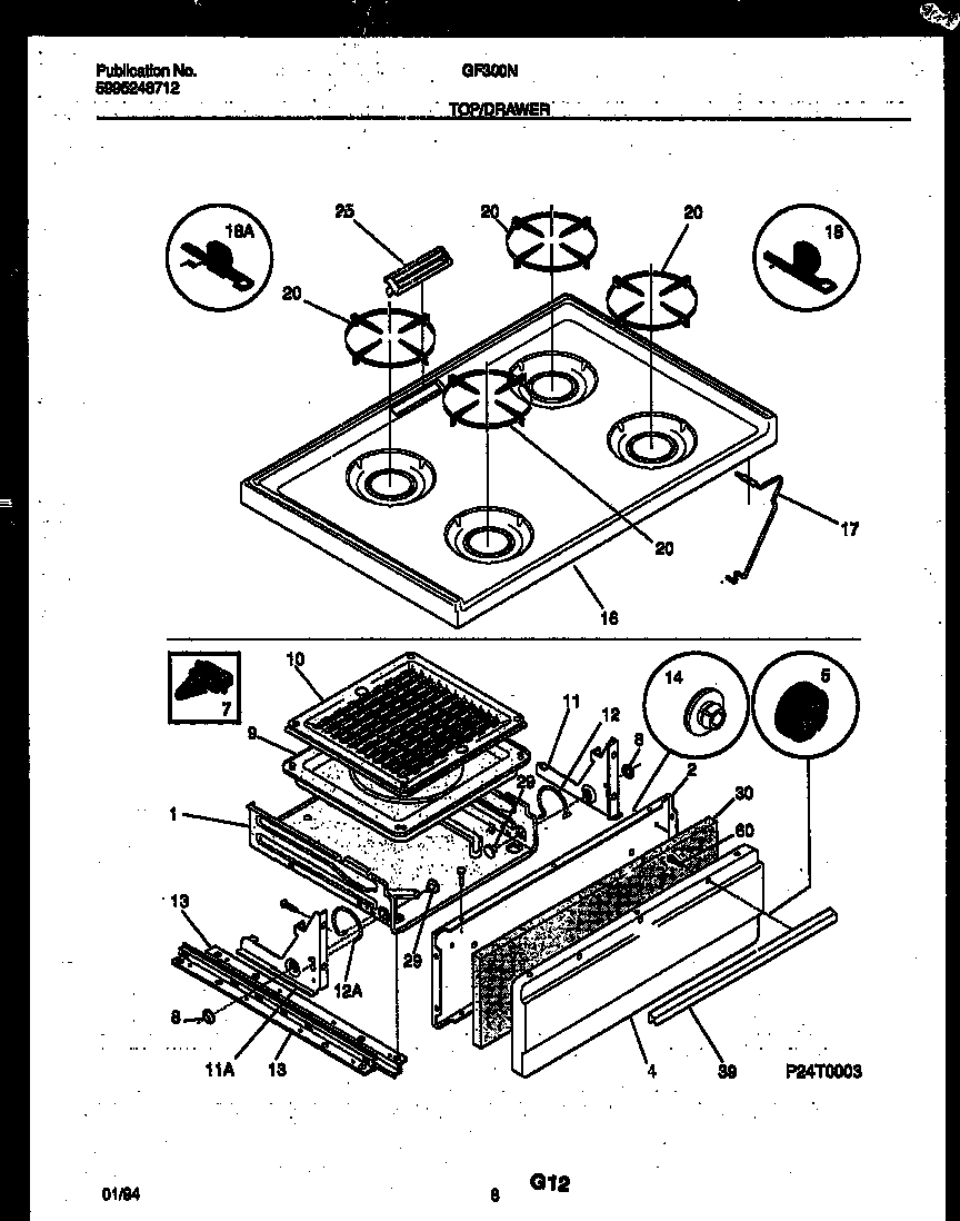COOKTOP AND BROILER DRAWER PARTS