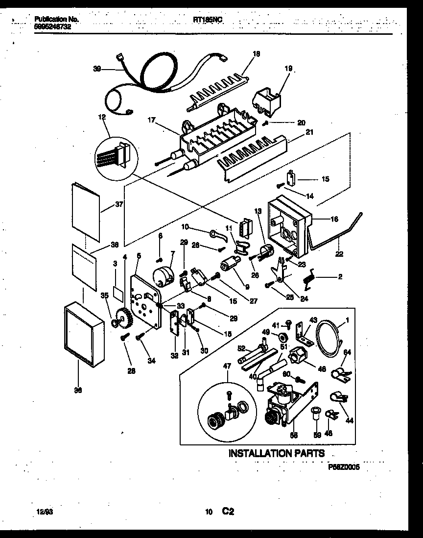 Ice maker and installation parts