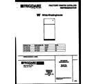 White-Westinghouse PRT134PCW2 cover page diagram