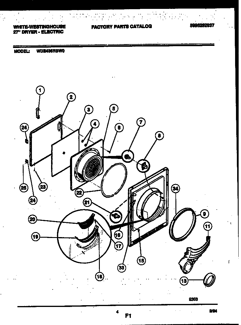 Page - 9 Official White-Westinghouse WDE436RBD0 dryer parts | Sears ...
