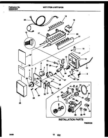 Ice maker and installation parts