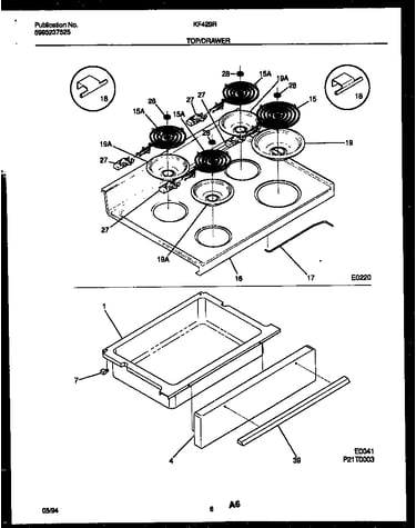Cooktop and drawer parts