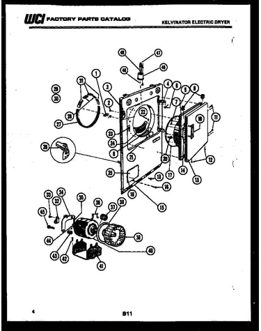 Cabinet front, motor and blower