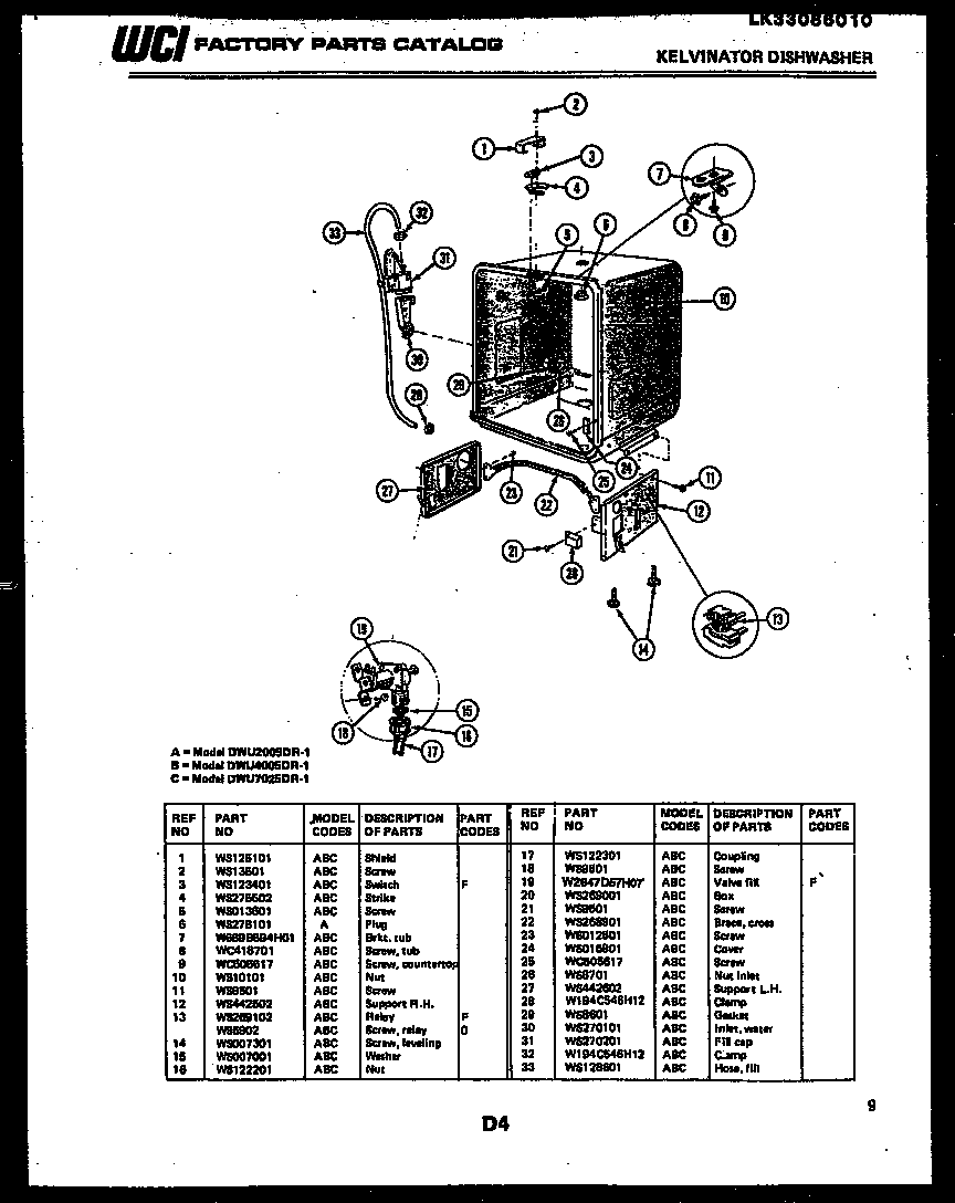 Tub and frame parts