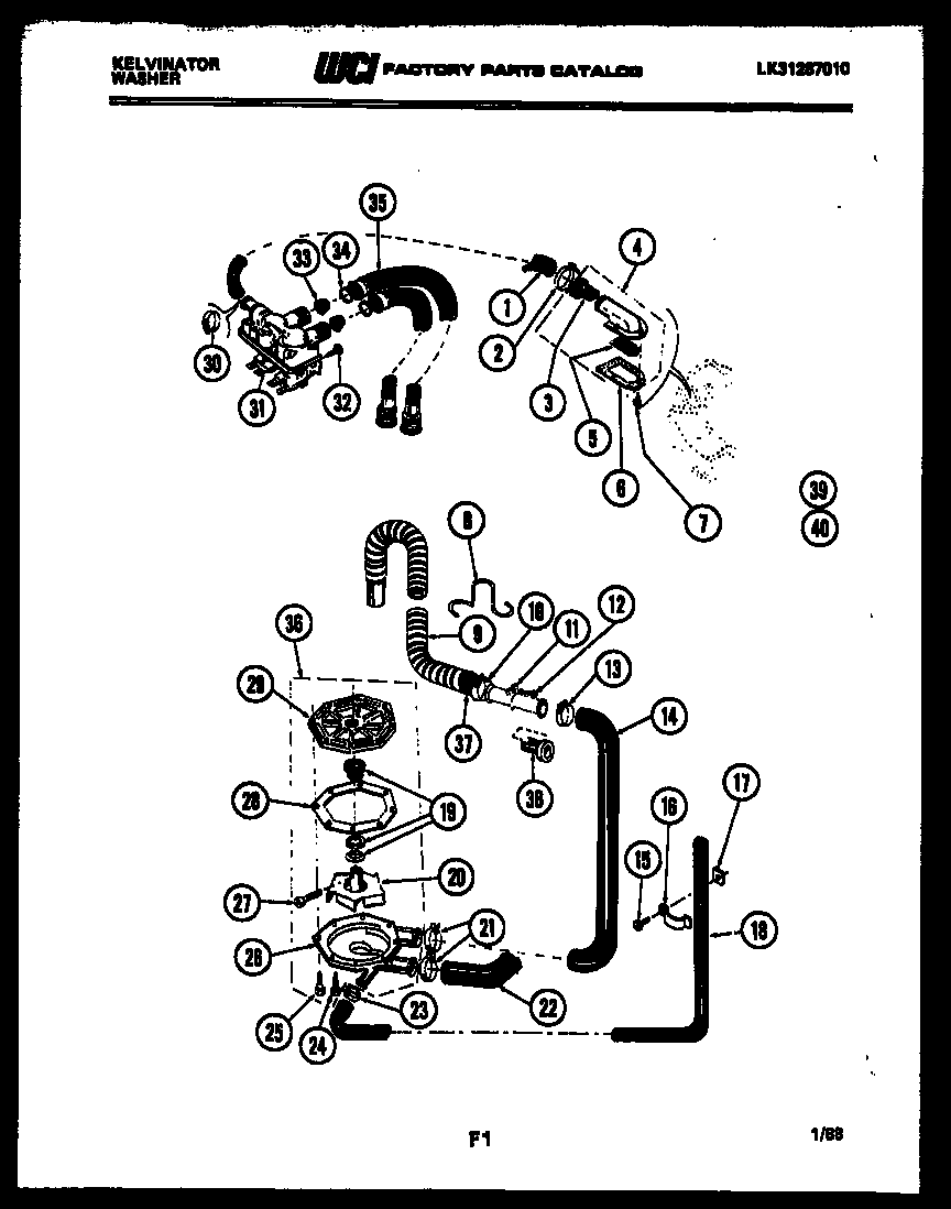 Pump, water valve, water inlet