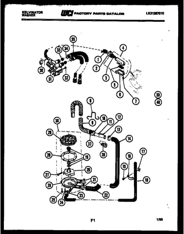 Pump, water valve, water inlet