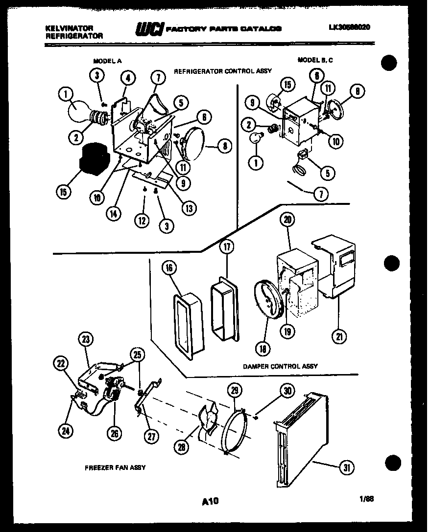 Refrigerator control assembly, damper control assembly and f