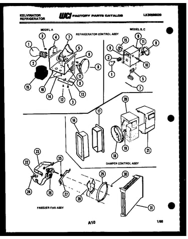 Refrigerator control assembly, damper control assembly and f