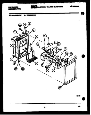 Ice door, dispenser, and water tanks