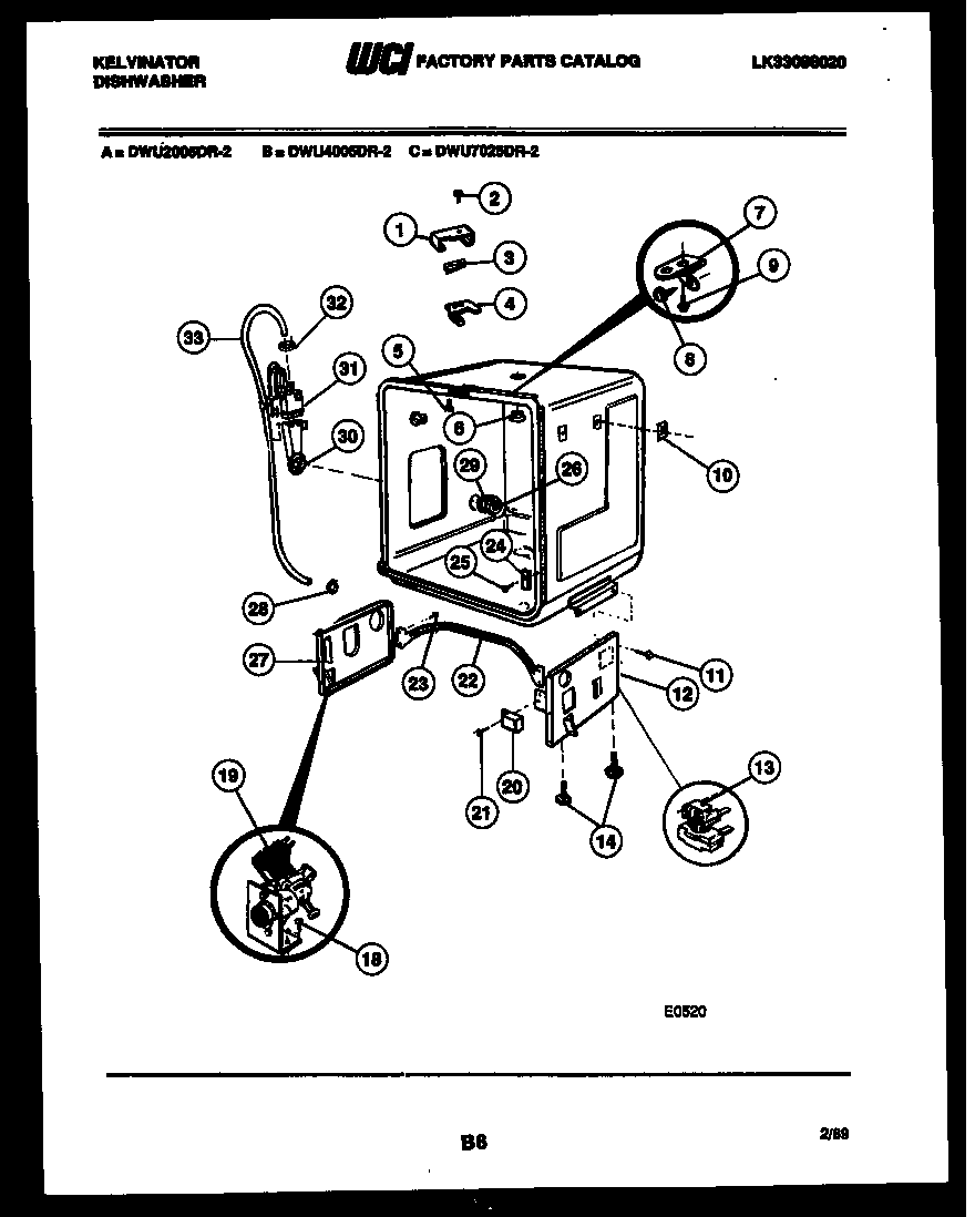Tub and frame parts