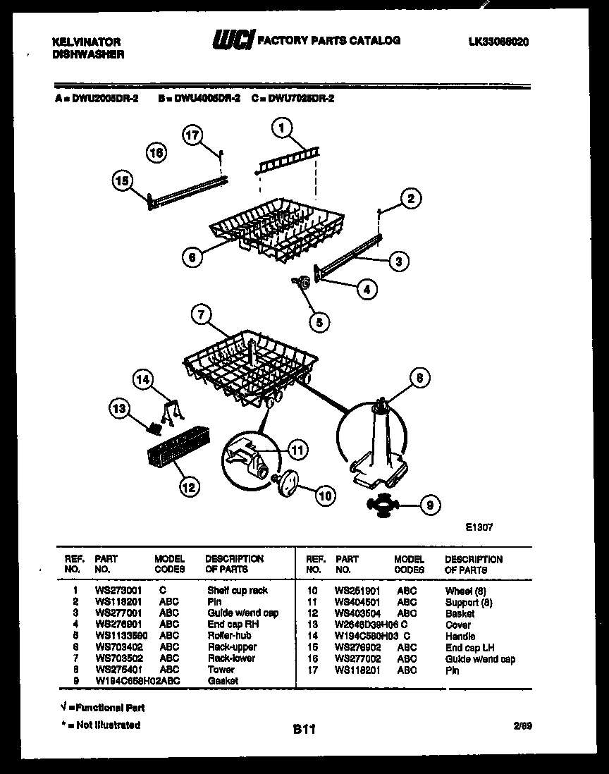 Rack and inner tub parts
