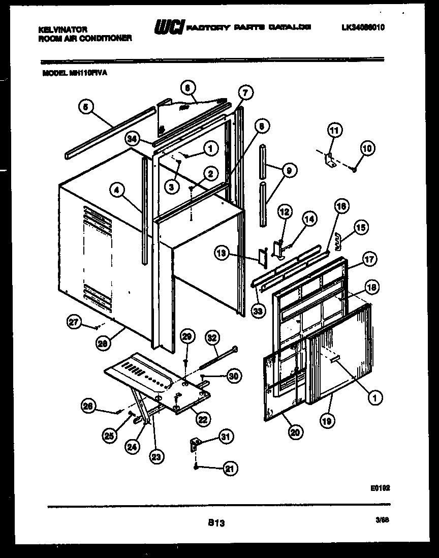 Cabinet and installation parts