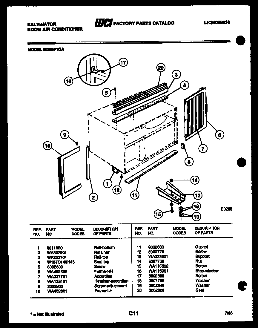 Cabinet and installation parts