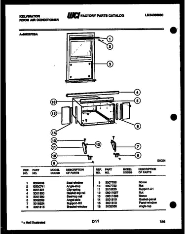 Cabinet and installation parts