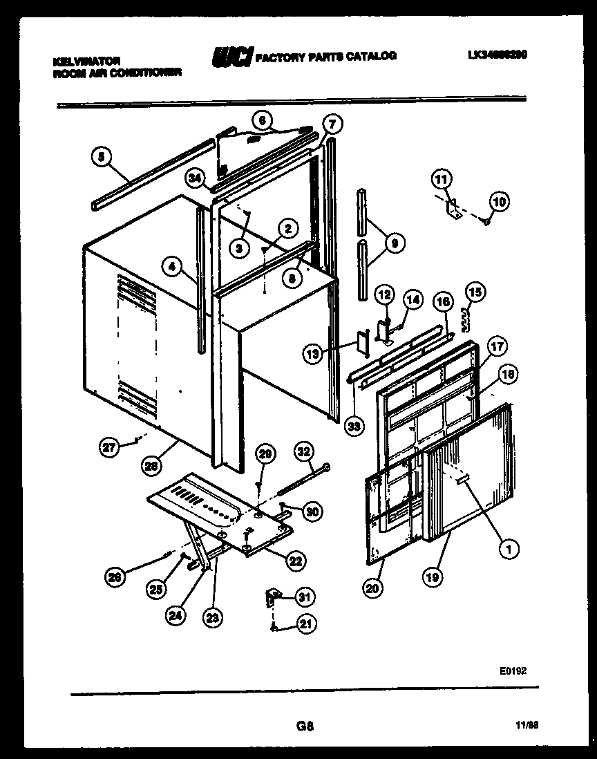 Cabinet and installation parts