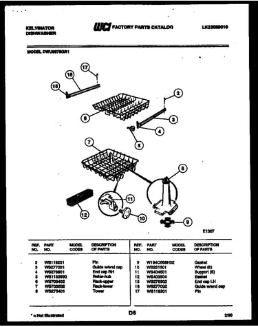 Rack and inner tub parts