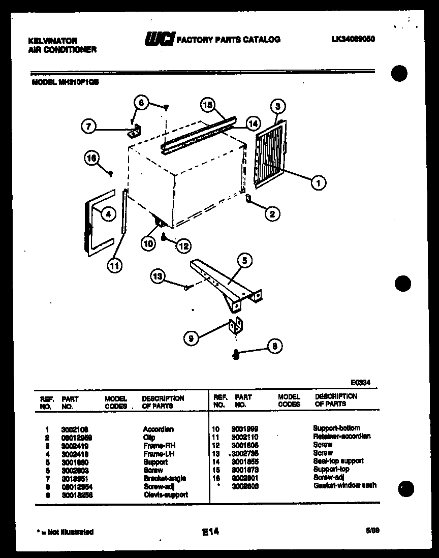 Cabinet and installation parts