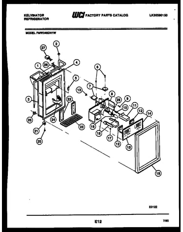 Ice door, dispenser and water tank