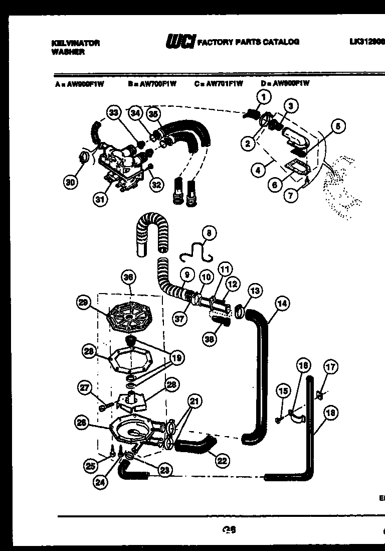 Pump, water valve, water inlet