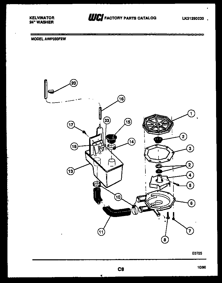 Pump, water valve, water inlet