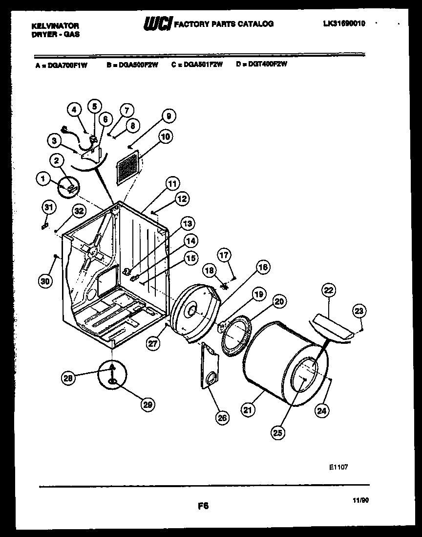 TUB AND COMPONENT PARTS