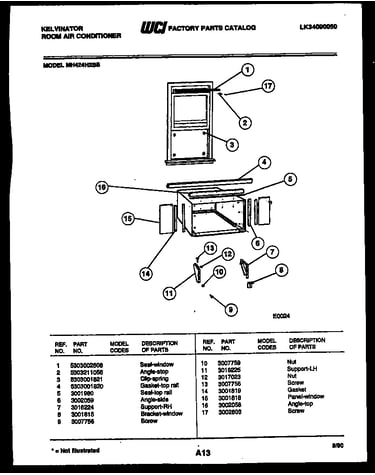 Cabinet and installation parts