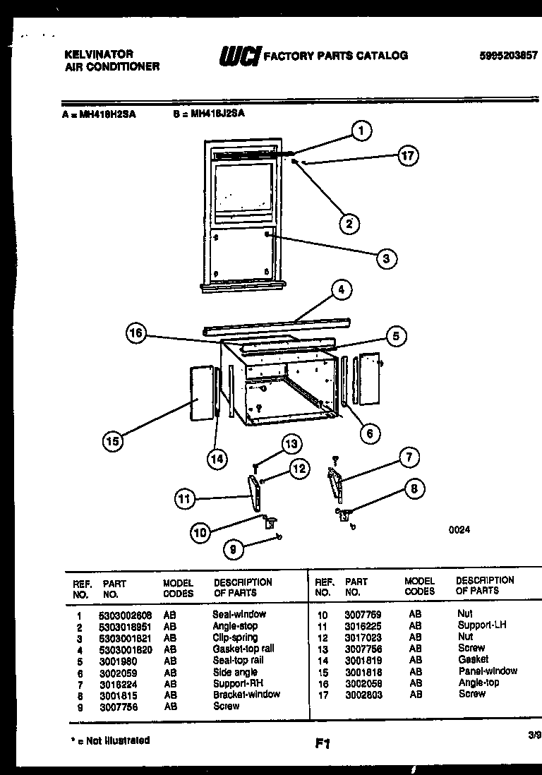 Cabinet and installation parts
