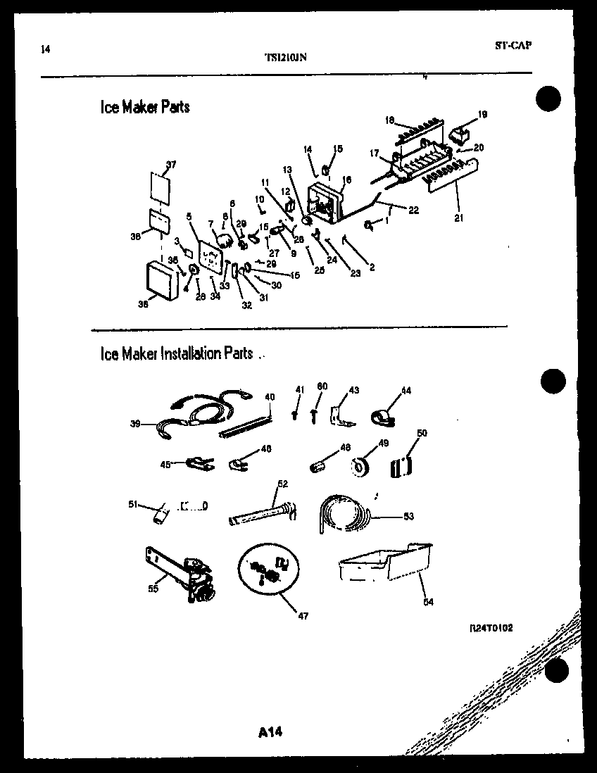 Ice maker and ice maker installation parts