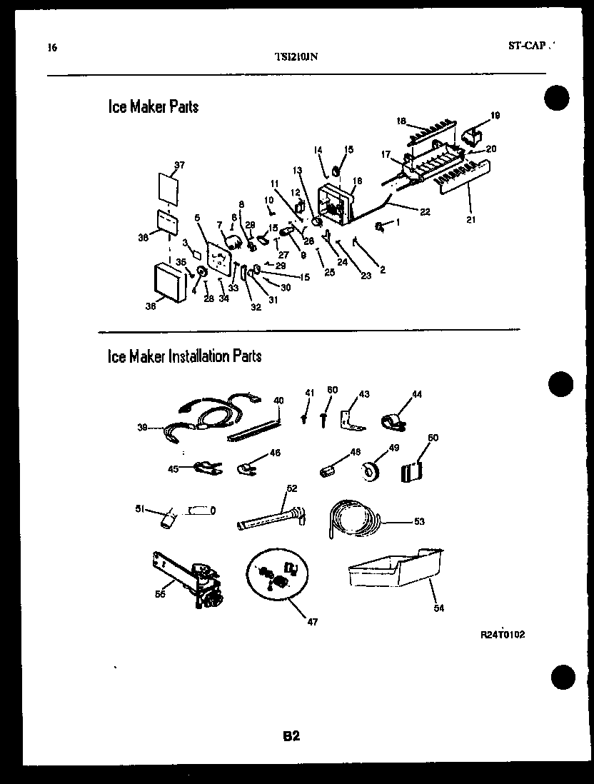 Ice maker and ice maker installation parts