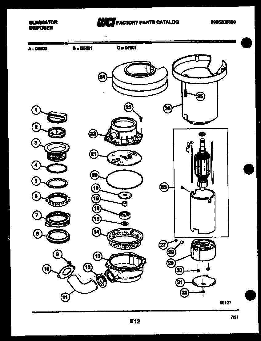 Eliminator food disposer parts