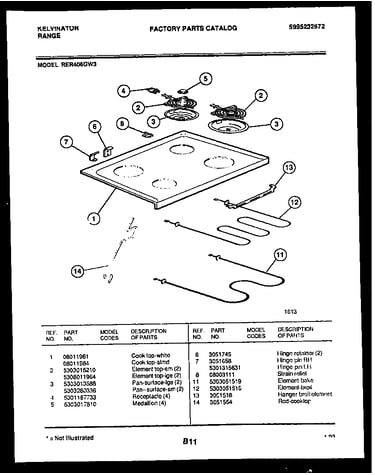 Cooktop and broiler parts