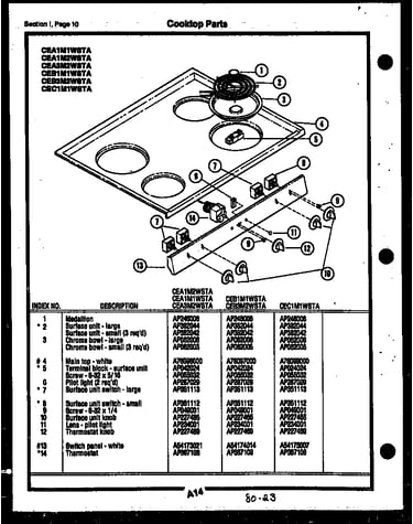 Cooktop parts