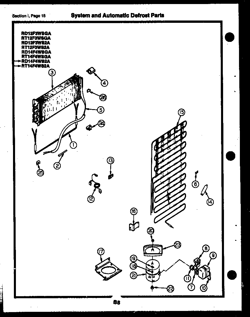System and automatic defrost parts