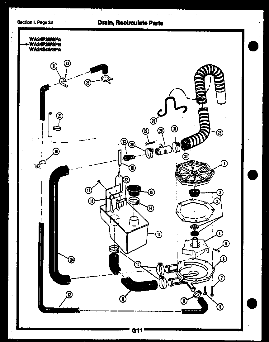 Drain, recirculate parts