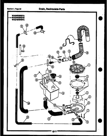 Drain, recirculate parts