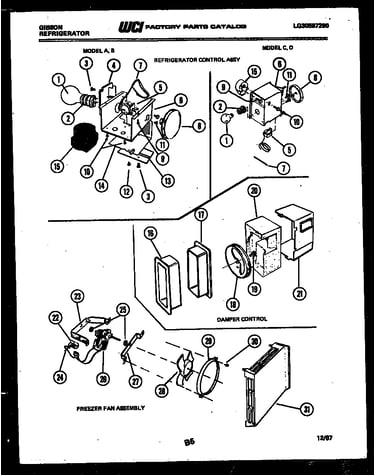 Refrigerator control assembly, damper control assembly and f