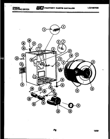 Cabinet, drum and blower housing