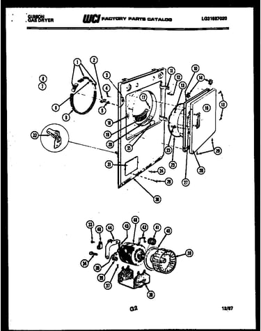 Cabinet front, motor and blower