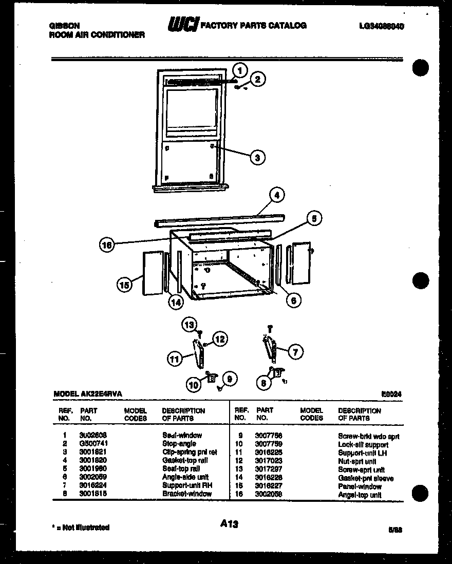 Cabinet and installation parts