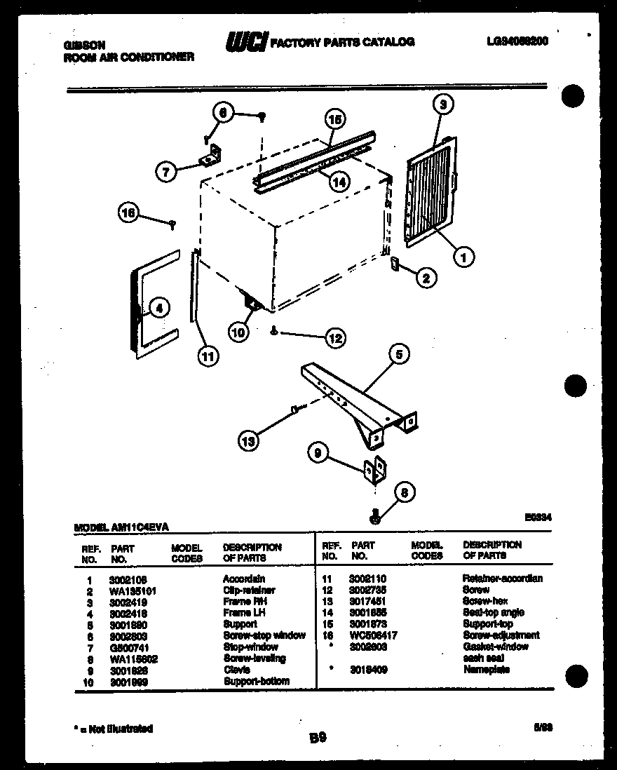 Cabinet and installation parts