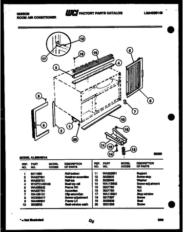 Cabinet and installation parts