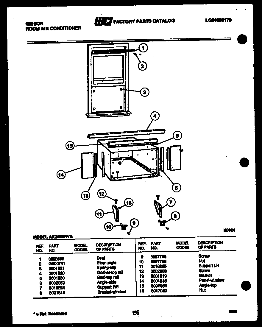 Cabinet and installation parts