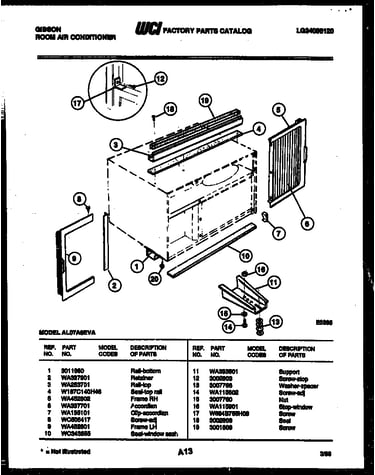 Cabinet and installation parts