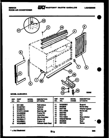 Cabinet and installation parts