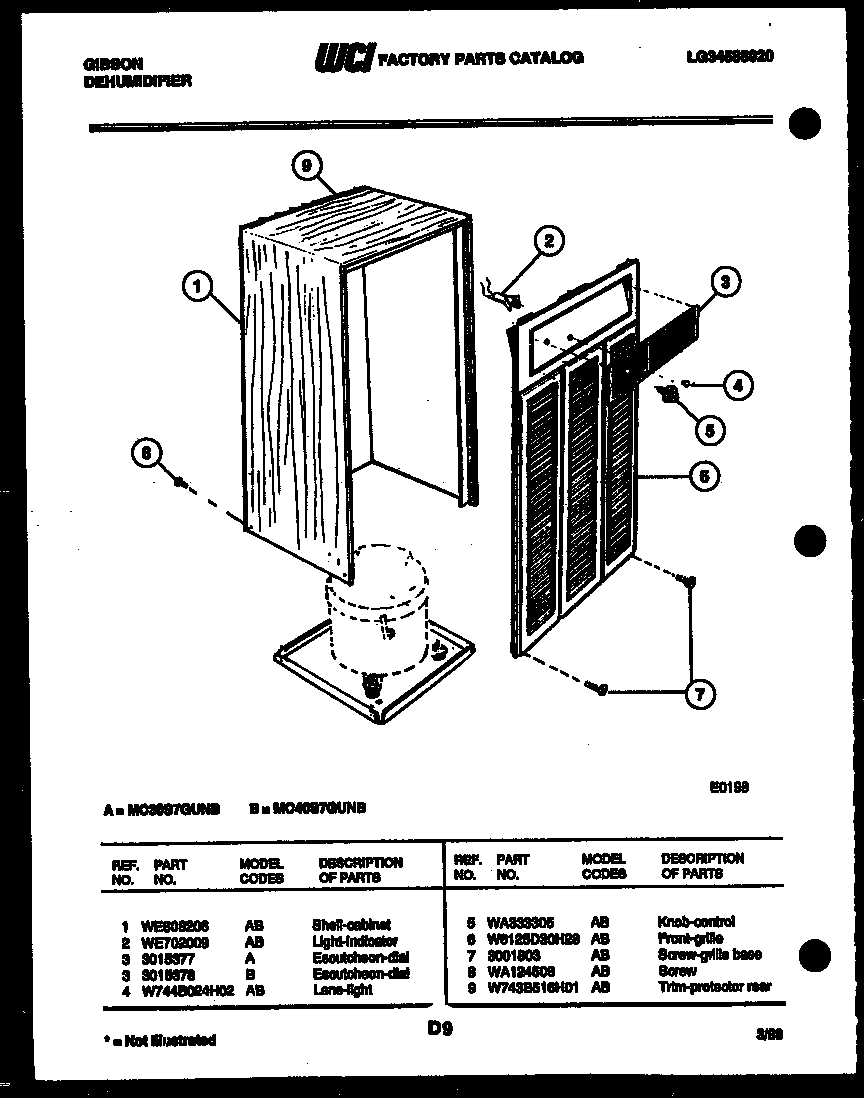 CABINET AND CONTROL PARTS