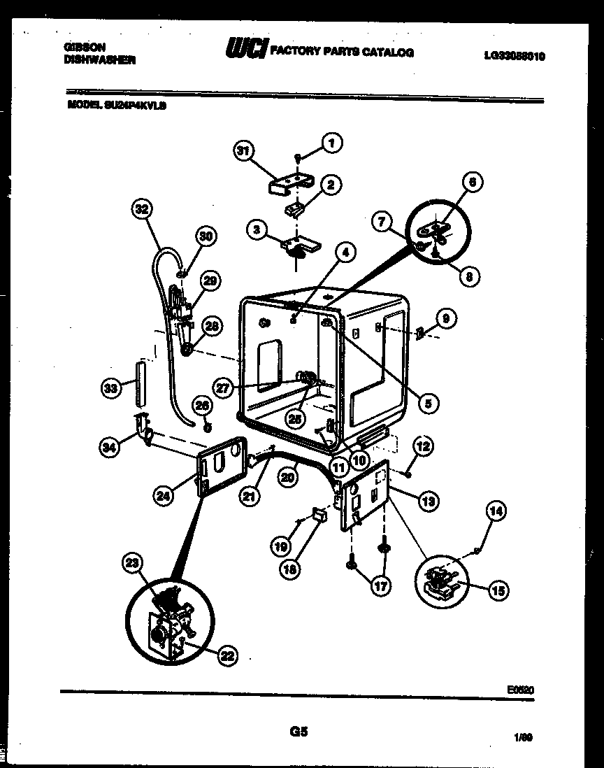 TUB AND FRAME PARTS