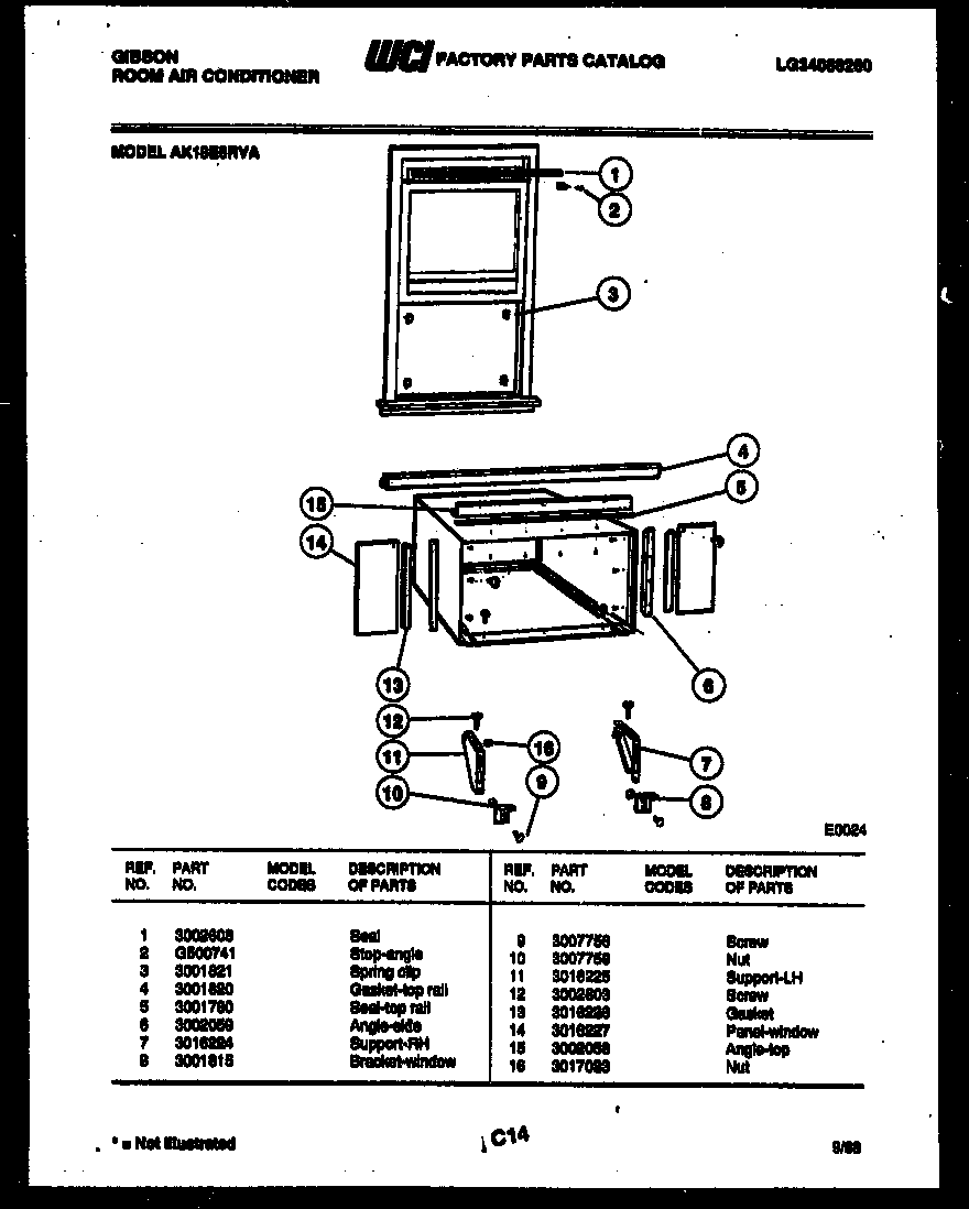 Cabinet and installation parts