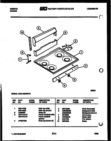 Backguard and cooktop parts