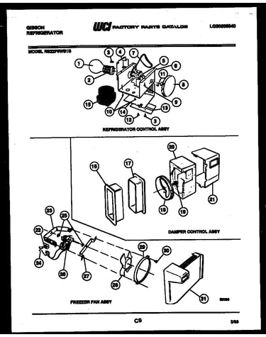 Refrigerator control assembly, damper control assembly and f